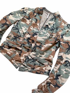 Free People Camo Print Blazer Jacket Size 2